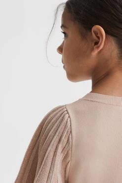 Reiss Rosalie Plissiertes Metallic-Kleid Mit Kurzen Ärmeln -MONSON Kleidung Geschaft 119630s3