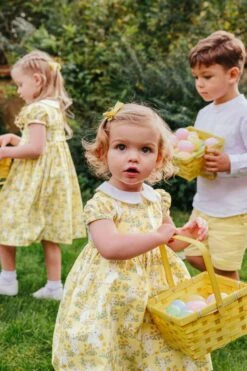 Trotters London Little Kleid Aus Baumwolle Mit Häschenmotiv, Gelb -MONSON Kleidung Geschaft 145784s4