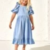 Angel & Rocket Blaues Simone Kleid Mit Offenen Schultern -MONSON Kleidung Geschaft 163484s