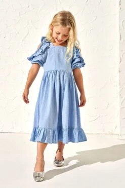 Angel & Rocket Blaues Simone Kleid Mit Offenen Schultern