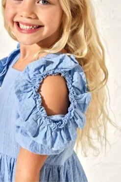 Angel & Rocket Blaues Simone Kleid Mit Offenen Schultern -MONSON Kleidung Geschaft 163484s3