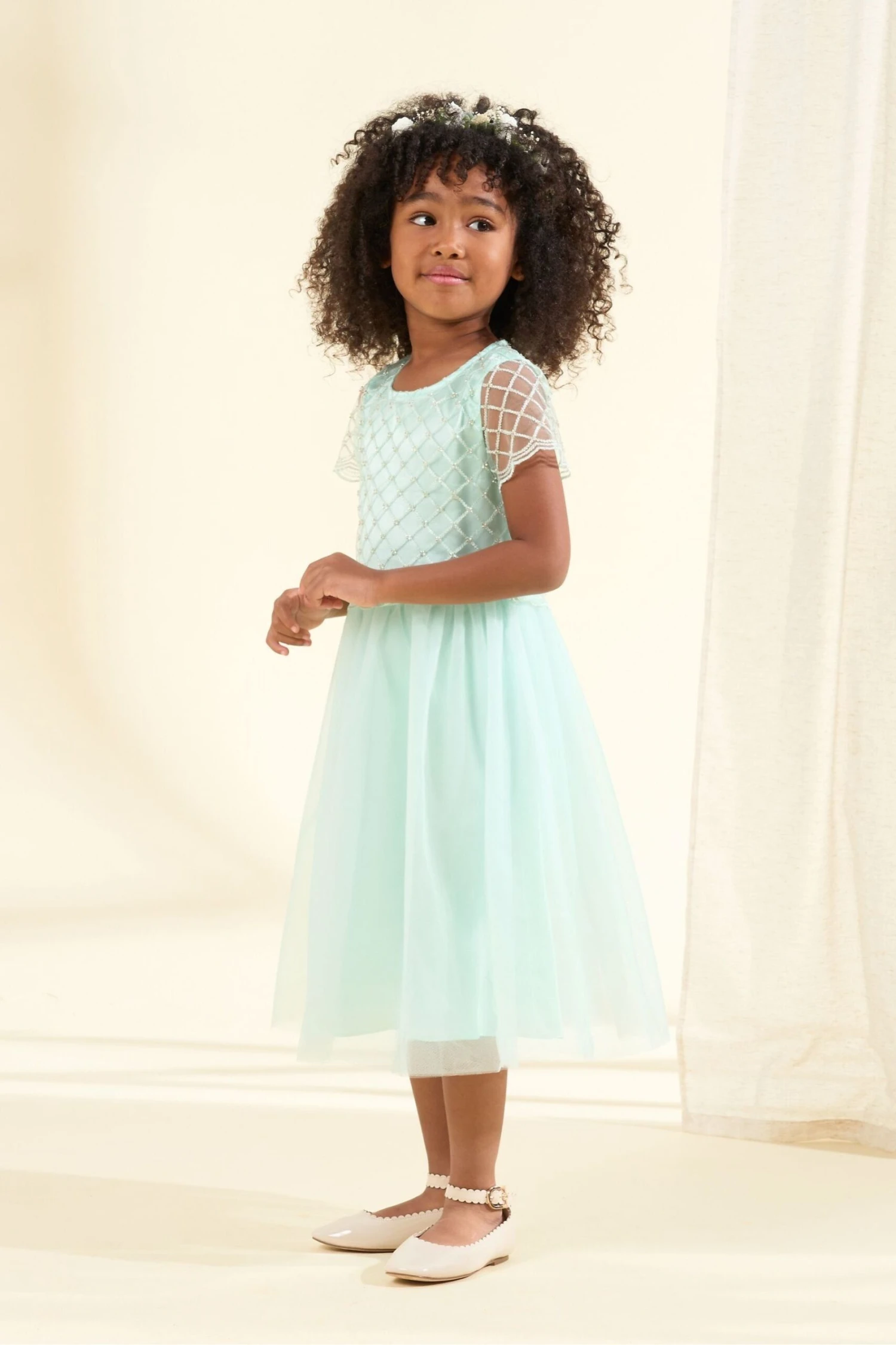 Angel & Rocket Anya Perlenbesticktes Tüll-Kleid, Grün 5 Angel & Rocket Anya Perlenbesticktes Tüll-Kleid, Grün – Bild 3