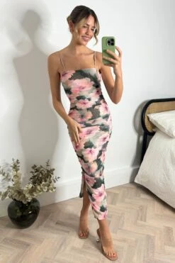 Style Cheat Mavis Figurbetontes Midaxi-Kleid Mit Netzstoff