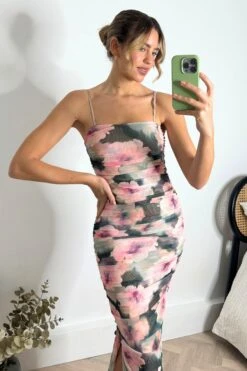 Style Cheat Mavis Figurbetontes Midaxi-Kleid Mit Netzstoff -MONSON Kleidung Geschaft 169334s3