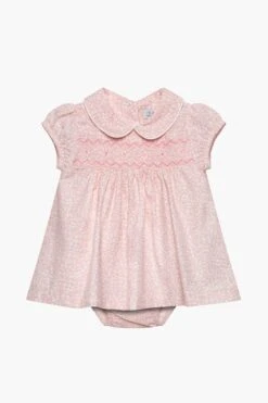 Trotters London Little My First Gesmoktes Kleid Mit Blumenmuster, Rosa