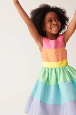 Little Bird By Jools Oliver Pastellfarbenes Gestreiftes Kleid Für Besondere Anlässe Mit Schleife​​​​​​​ -MONSON Kleidung Geschaft 188335s4