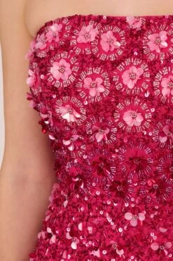 Adrianna Papell Rosa Trägerloses Kleid Mit Perlen -MONSON Kleidung Geschaft 250338s5