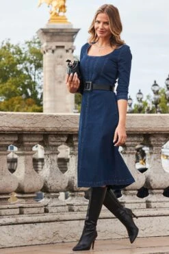 Sosandar Ausgestelltes Denim-Kleid -MONSON Kleidung Geschaft 290969s4
