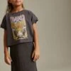 Next Anthrazit Florale Retro-Grafik - Geripptes 2-in-1-Kleid Und T-Shirt (3–16 Jahre)