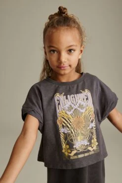 Next Anthrazit Florale Retro-Grafik - Geripptes 2-in-1-Kleid Und T-Shirt (3–16 Jahre) -MONSON Kleidung Geschaft 306 741s4