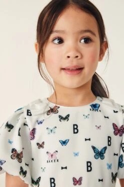 Baker By Ted Baker Scuba-Kleid Mit Ballonsaum Und Schmetterlingsmuster, Weiß -MONSON Kleidung Geschaft 318 721s4