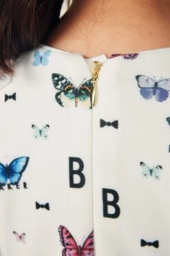 Baker By Ted Baker Scuba-Kleid Mit Ballonsaum Und Schmetterlingsmuster, Weiß -MONSON Kleidung Geschaft 318 721s5