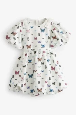 Baker By Ted Baker Scuba-Kleid Mit Ballonsaum Und Schmetterlingsmuster, Weiß -MONSON Kleidung Geschaft 318 721s9