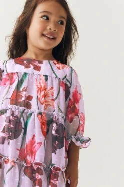 Baker By Ted Baker (0–6 Jahre) Fliederfarbenes, Lilafarbenes Kleid Mit Blumenmuster -MONSON Kleidung Geschaft 4PG842s7