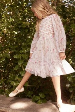 Laura Ashley Langärmeliges Kleid Aus Netzstoff Mit Rüschen