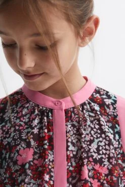 Reiss Camilla Kleid Mit Blumenprint Und Kontrast -MONSON Kleidung Geschaft 551483s3