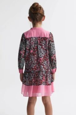 Reiss Camilla Kleid Mit Blumenprint Und Kontrast -MONSON Kleidung Geschaft 551483s5