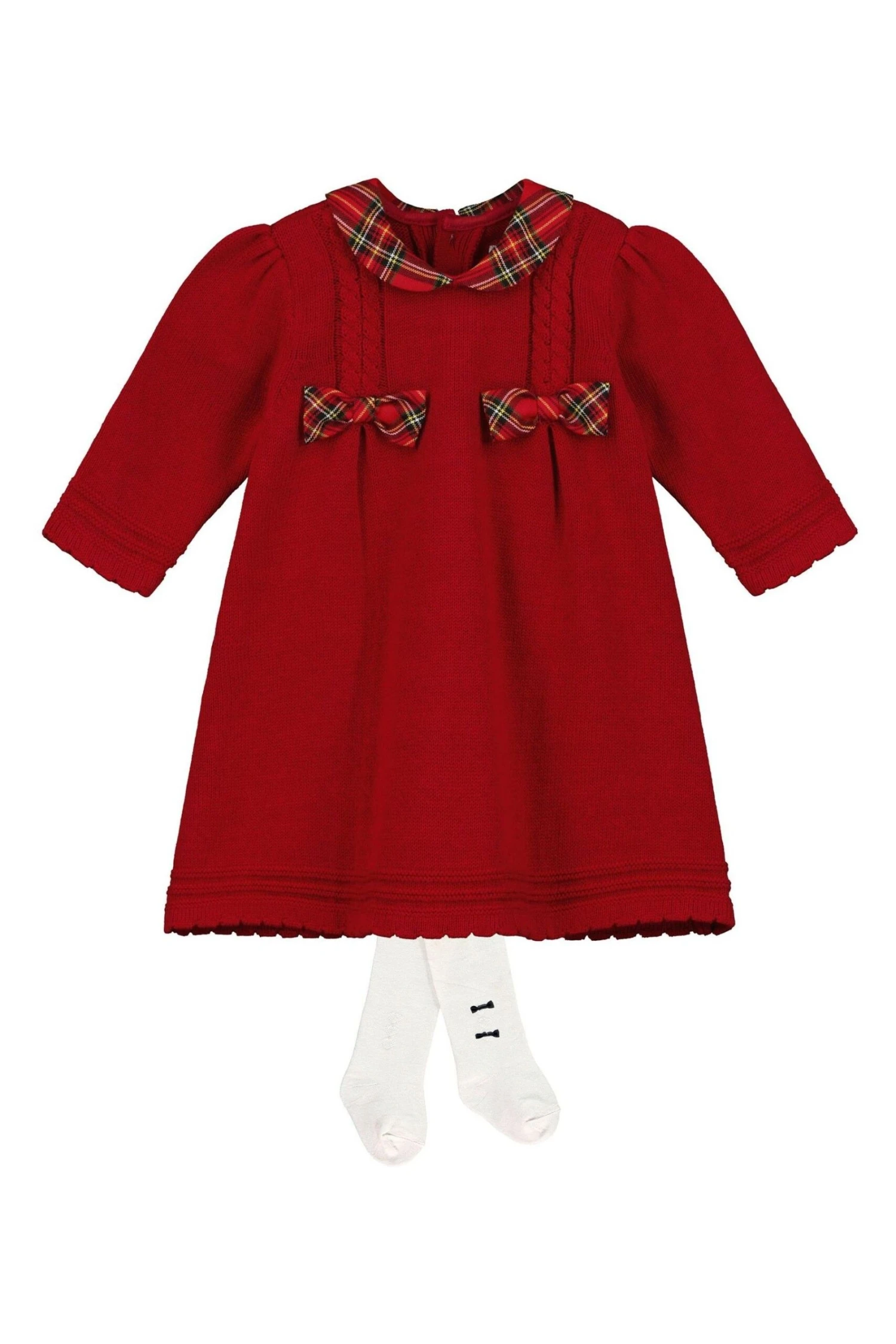 Emile Et Rose Weihnachtliches Set Mit Kleid Mit Strick-Schleife Und Strumpfhose, Rot 4 Emile Et Rose Weihnachtliches Set Mit Kleid Mit Strick-Schleife Und Strumpfhose, Rot – Bild 2