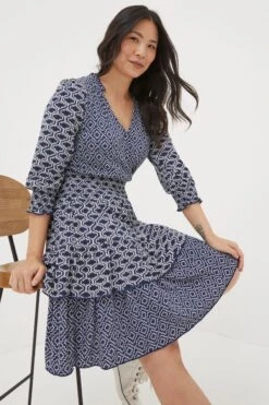 FatFace Amba Patchwork-Geo-Jersey-Kleid