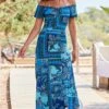 Sosandar Ausgestelltes Kleid Mit Carmenausschnitt Und Bindeband -MONSON Kleidung Geschaft 571852s