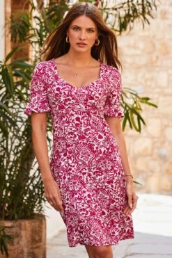 Sosandar Kleid Mit Sweetheart-Ausschnitt Und Trompetenärmeln -MONSON Kleidung Geschaft 594884s4