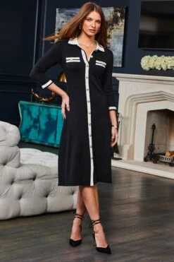 Sosandar Durchgeknöpftes Kleid Mit Zierstreifen -MONSON Kleidung Geschaft 611860s4