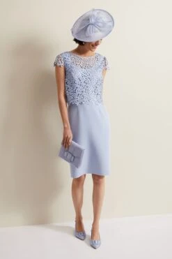 Phase Eight Daisy Kleid Mit Spitzenlage, Blau