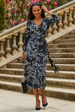 Sosandar Geblümtes Midi-Kleid Mit Wickeloptik