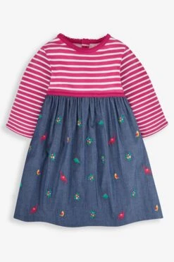 Jojo Maman Bebe ​​​​​​​Jojo Maman Bébé Mix & Match-Kleid Mit Dino Und Vogel-Stickerei