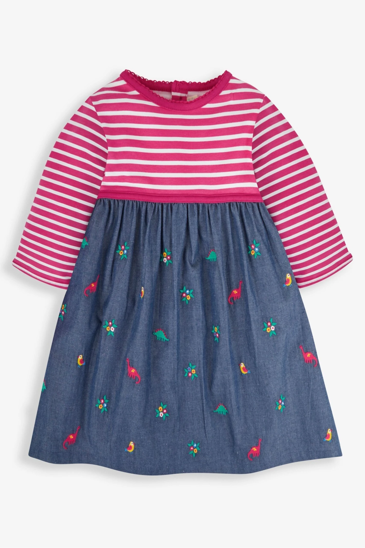 Jojo Maman Bebe Jojo Maman Bébé Mix & Match-Kleid Mit Dino Und Vogel-Stickerei 3 Jojo Maman Bebe Jojo Maman Bébé Mix & Match-Kleid Mit Dino Und Vogel-Stickerei