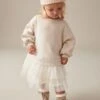 Next Creme - Kleid Aus Sweatshirtstoff Und Mesh (3 Monate Bis 7 Jahre) -MONSON Kleidung Geschaft 747 873s
