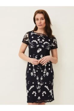 Phase Eight Floris Besticktes Kleid, Blau