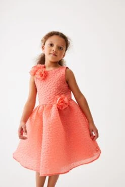 Baker By Ted Baker Strukturiertes Kleid Mit Zierblume, Orange/Apricot -MONSON Kleidung Geschaft 802022s4