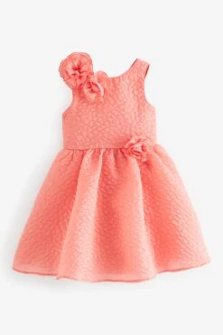 Baker By Ted Baker Strukturiertes Kleid Mit Zierblume, Orange/Apricot -MONSON Kleidung Geschaft 802022s7