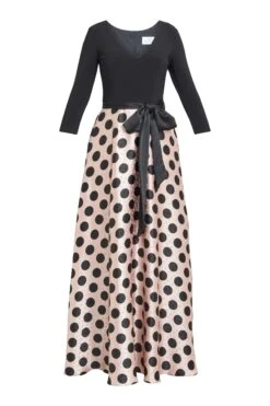 Gina Bacconi Esther Gepunktetes Kleid Aus Satin Und Jersey, Rosa -MONSON Kleidung Geschaft 814950s5