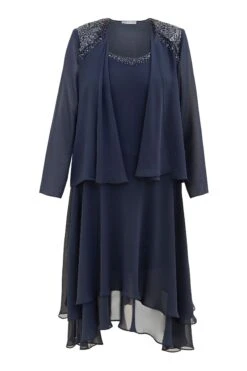 Gina Bacconi Lilibeth Paillettenverziertes Kleid Mit Jacke Mit Perlenbestickter Schulter, Blau -MONSON Kleidung Geschaft 815045s6