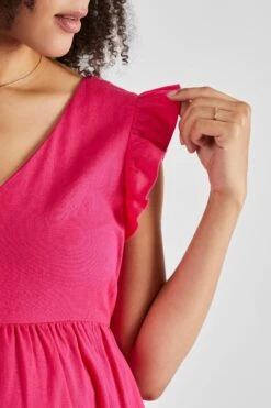 Jojo Maman Bebe Jojo Maman Bébé Kleid Aus Leinenmischung Mit Rüschenärmeln (Umstandsmode) -MONSON Kleidung Geschaft 823957s4