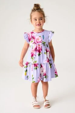 Baker By Ted Baker Violettes Geblümtes Jersey Kleid​​​​​​​