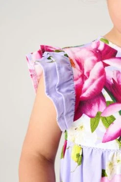 Baker By Ted Baker Violettes Geblümtes Jersey Kleid​​​​​​​ -MONSON Kleidung Geschaft 906605s4