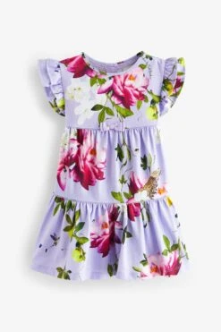Baker By Ted Baker Violettes Geblümtes Jersey Kleid​​​​​​​ -MONSON Kleidung Geschaft 906605s6