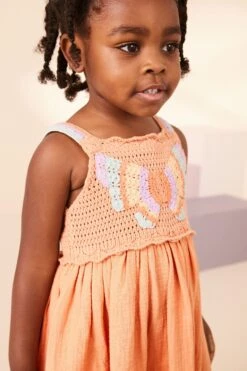 Next Orange - Kleid Mit Schmetterlingsmotiv (3 Monate Bis 7 Jahre) -MONSON Kleidung Geschaft 956522s4
