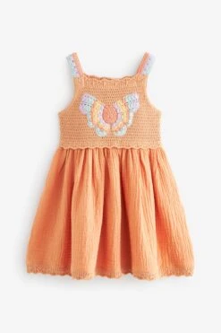Next Orange - Kleid Mit Schmetterlingsmotiv (3 Monate Bis 7 Jahre) -MONSON Kleidung Geschaft 956522s5