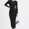 Reiss Ida Sheer Gestreift Figurbetont Midi Kleid -MONSON Kleidung Geschaft 961580s