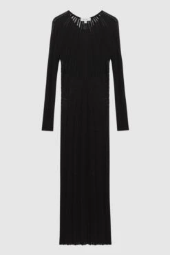 Reiss Ida Sheer Gestreift Figurbetont Midi Kleid -MONSON Kleidung Geschaft 961580s2