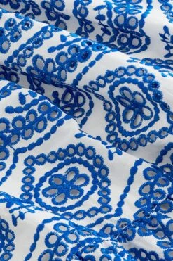 Next Blau-weiß - Premium Kleid Mit Lochstickerei Und Zierausschnitten -MONSON Kleidung Geschaft 968 226s6