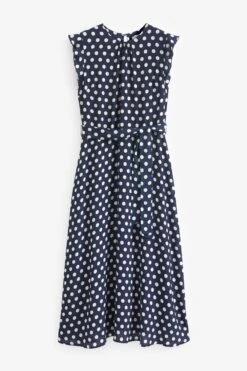 Pure Collection Kleid Mit Gerafften Ärmeln Und Gürtel In Blau