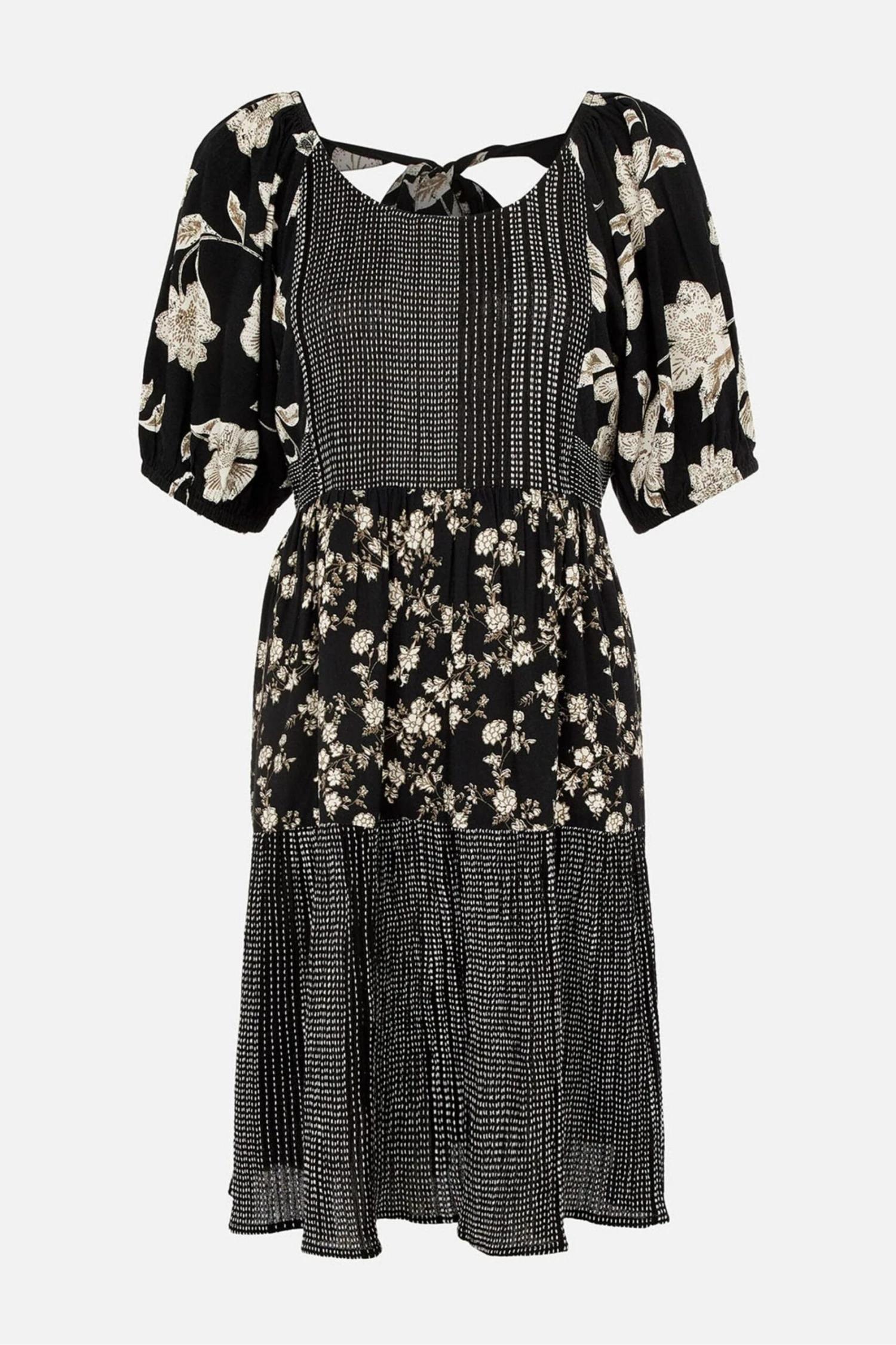 Accessorize Geblümtes Kleid Mit Puffärmeln, Schwarz 6 Accessorize Geblümtes Kleid Mit Puffärmeln, Schwarz – Bild 4