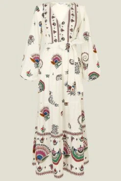 Accessorize Langärmeliges, Gestuftes Kleid Mit Fächerprint, Natur -MONSON Kleidung Geschaft B02429s4