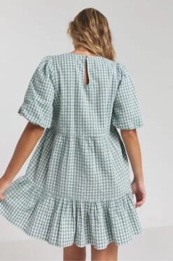 Simply Be Gesmoktes Kleid Mit Vichykaros, Blau -MONSON Kleidung Geschaft B05398s3