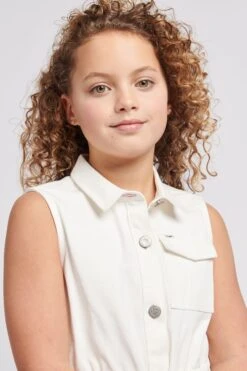 Lee Mädchen Ärmelloses Kleid Aus Twill, Weiß 14 Lee Mädchen Ärmelloses Kleid Aus Twill, Weiß -MONSON Kleidung Geschaft B07071s5